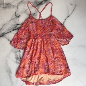 Coral And Purple Mini Dress